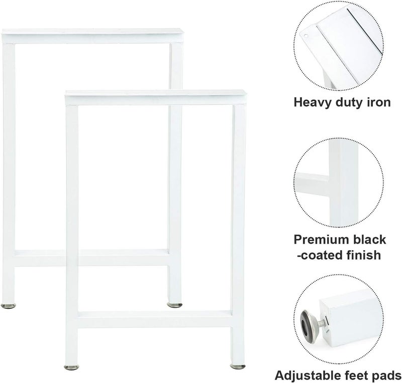 Ventuos Metal Table Legs Heavy Duty Square Iron Metal Desk Legs Set of 2 28 Height 18 Wide Furniture LegsDining Table LegsIndustrial Table LegsOnly Legs Without Board White - Image 3