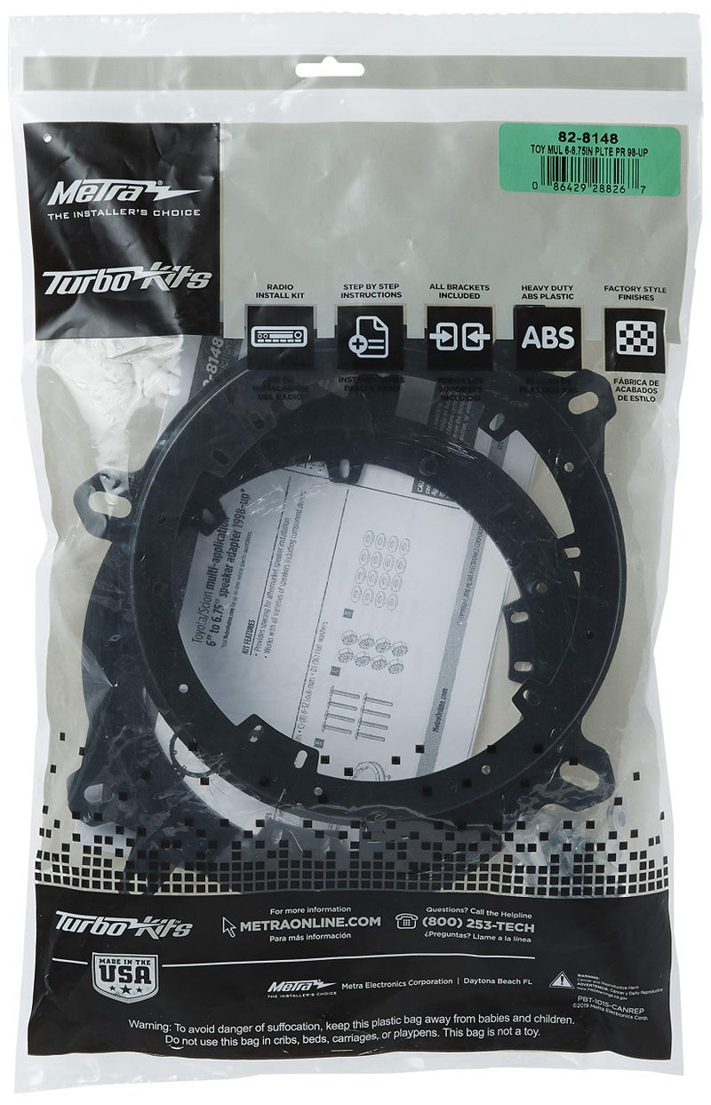 ميترا محول مكبر صوت Metra Electronics 82-8148 من 6" إلى 6-3/4" لبعض سيارات تويوتا/لكزس/سايون 1998-UP، أسود - Image 3