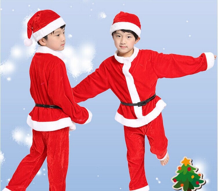 New European and American Christmas Costume Childrens Christmas Costume Santa Claus for Boys and Girls Christmas Costume Factory Men's "Belt + Hat]