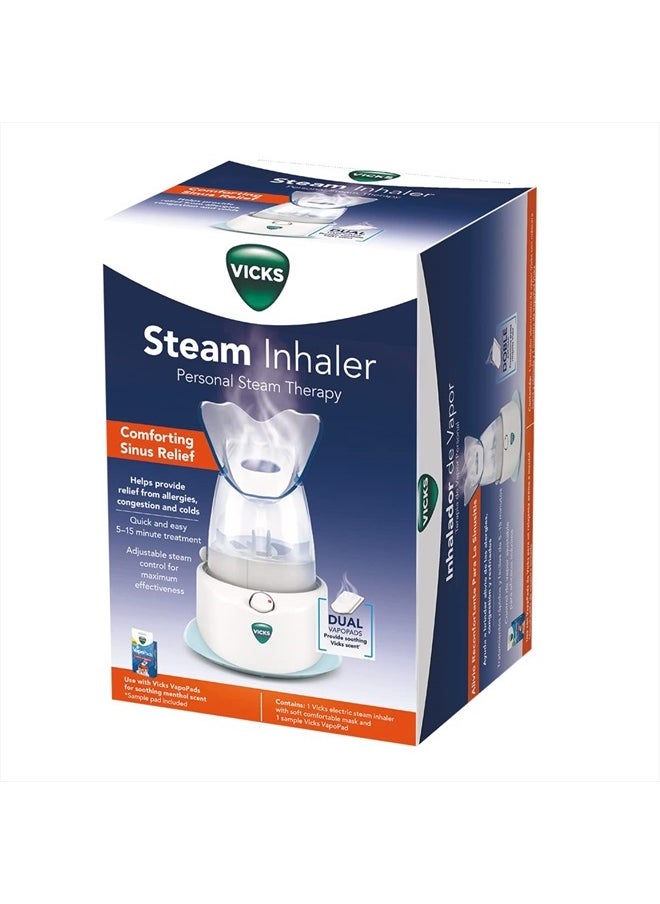 Vicks - V1200 Personal Steam Inhaler with Soft Face Mask for Targeted Steam Relief, Aids with Sinus Problems, Congestion, Cough, Use with Soothing Menthol Vicks VapoPads - Image 1