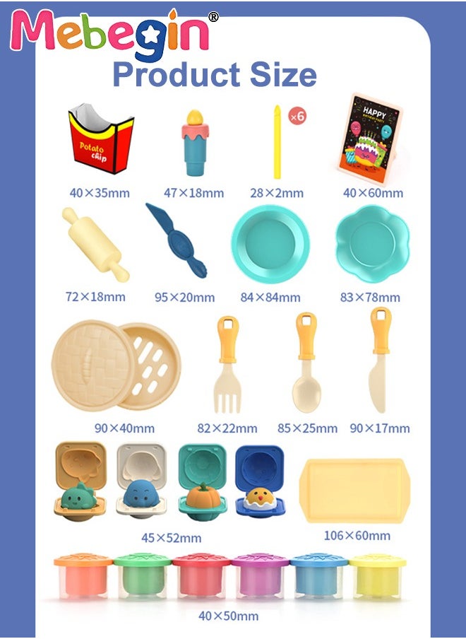 MEBEGIN Playdough Tool Set for Toddlers, 30Pcs Kitchen Creations Birthday Cake Playset and Hamburger Maker Machine Play dough Kit for Toddlers,Boys and Girls Dough Birthday for Kids  - Image 2