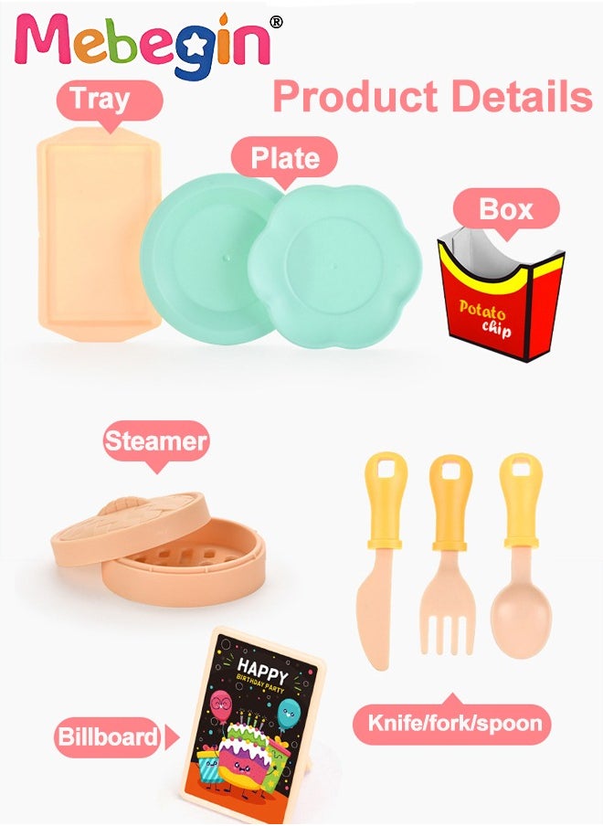 MEBEGIN Playdough Tool Set for Toddlers, 30Pcs Kitchen Creations Birthday Cake Playset and Hamburger Maker Machine Play dough Kit for Toddlers,Boys and Girls Dough Birthday for Kids  - Image 3