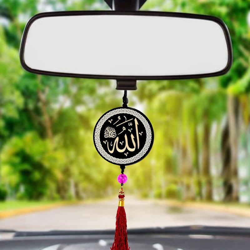 F Studio فاستوديو الله محمد تعليقة إسلامية للسيارة، تصميم مزدوج الجوانب من الأكريليك مع طباعة دائمة - Image 1