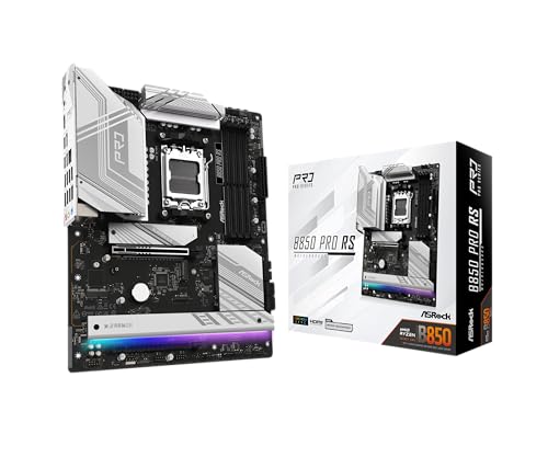 ASRock AMD AM5 B850 Pro RS Motherboard, AMD Ryzen 9000/8000/7000 Series, 4X DDR5 Slots up to 8000MHz, 24-Pin Power Connection, ATX, 21x USB Ports, PCIe 5.0 - Image 1