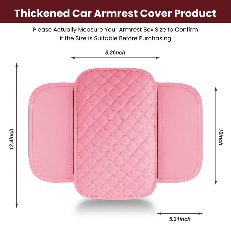 DSCARCovers Upgraded Car Center Console Cover Pink,Microfiber Leather Car Armrest Cover Cushion with 2 Storage Bags,Universal Car Armrest Storage Box Car Interior Accessories for Most Vehicles (Pink) - Image 2
