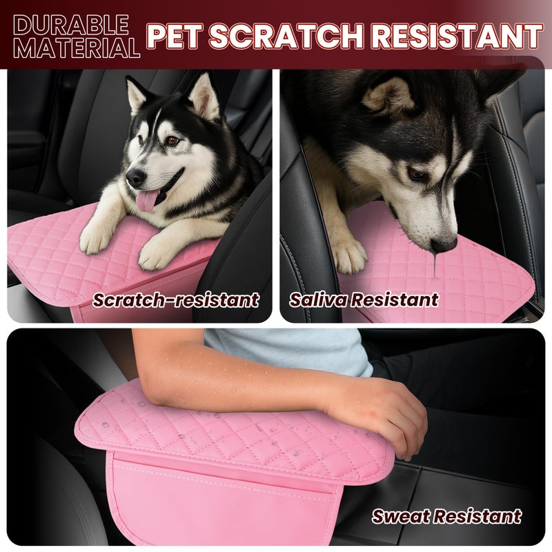 DSCARCovers Upgraded Car Center Console Cover Pink,Microfiber Leather Car Armrest Cover Cushion with 2 Storage Bags,Universal Car Armrest Storage Box Car Interior Accessories for Most Vehicles (Pink) - Image 4