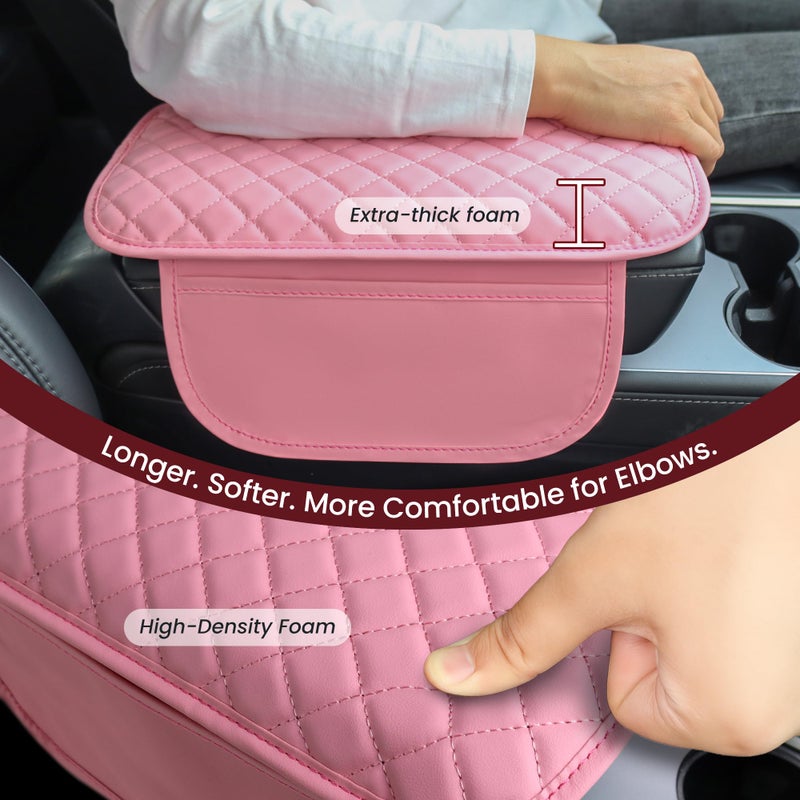 DSCARCovers Upgraded Car Center Console Cover Pink,Microfiber Leather Car Armrest Cover Cushion with 2 Storage Bags,Universal Car Armrest Storage Box Car Interior Accessories for Most Vehicles (Pink) - Image 5