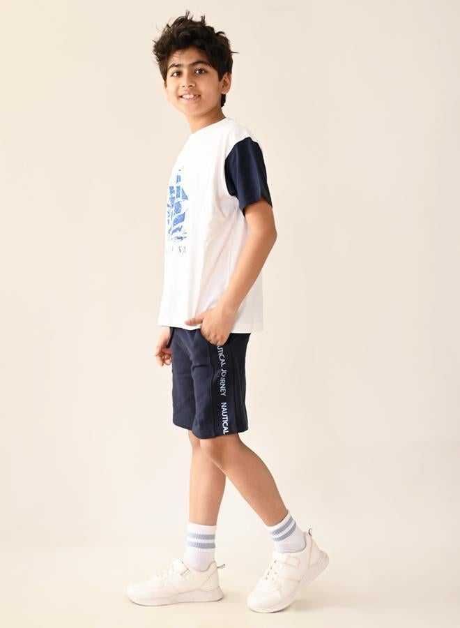 LILPICKS Boat Printed T-shirt with Drawstring Short Set - Image 2