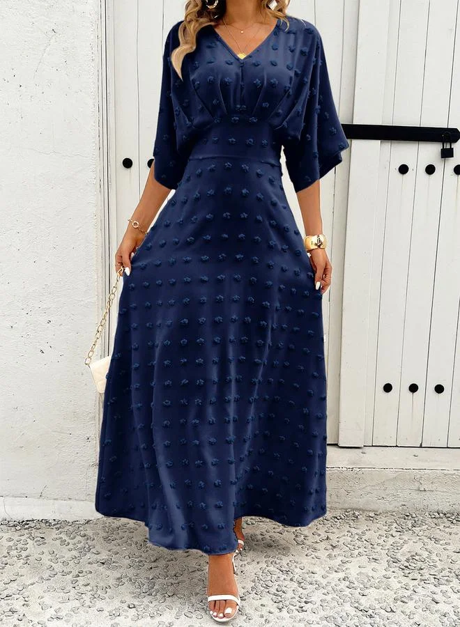 تايك تو Dots Detail V Neck Maxi Dress by Styli