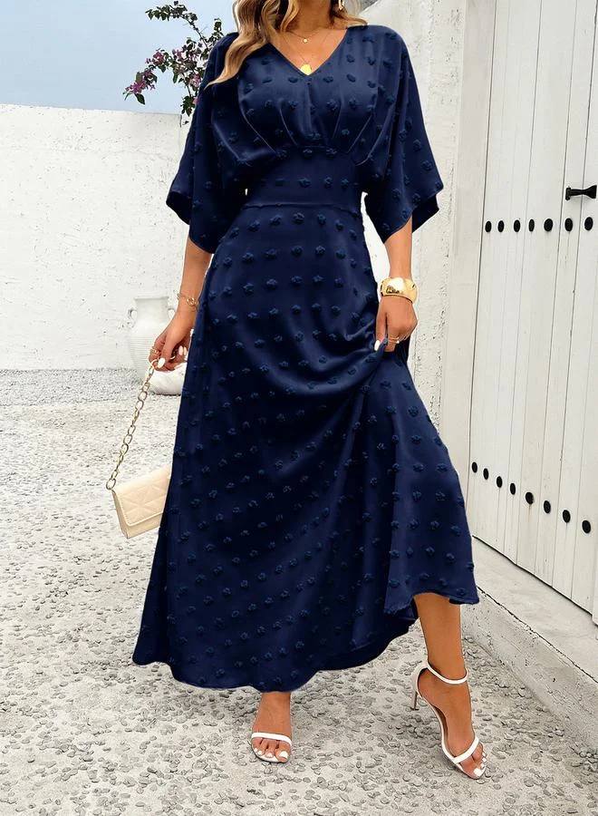 تايك تو Dots Detail V Neck Maxi Dress by Styli