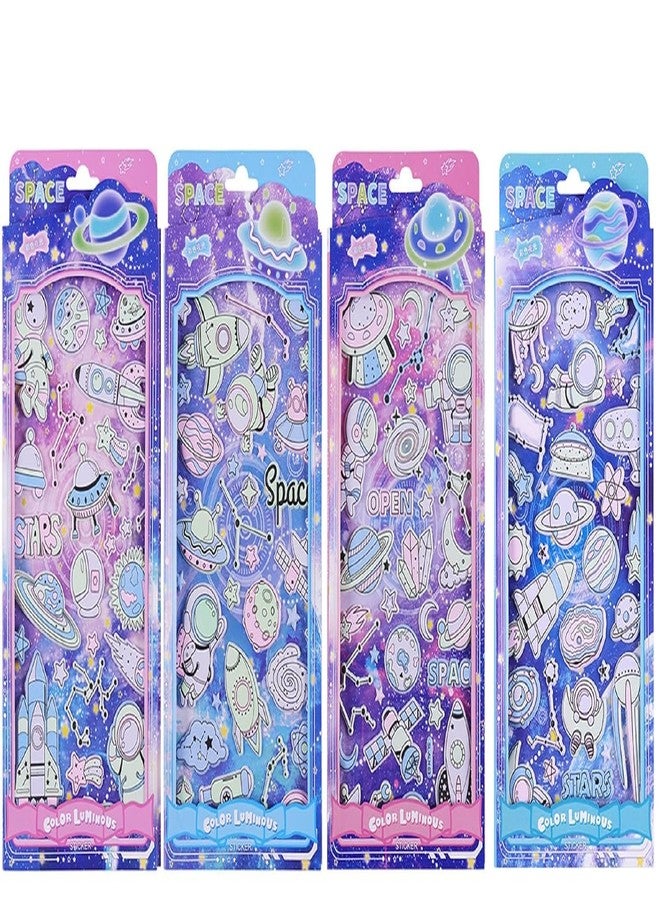 DEOXY Paper Pack of 4 Design Mix Puffy Glow in Dark Space 3D Stickers for Plastic Surface - Kids & Toddlers, Arts Crafts - Self Adhesive, 8 Cm (Sent 1 Any Design) - Image 1