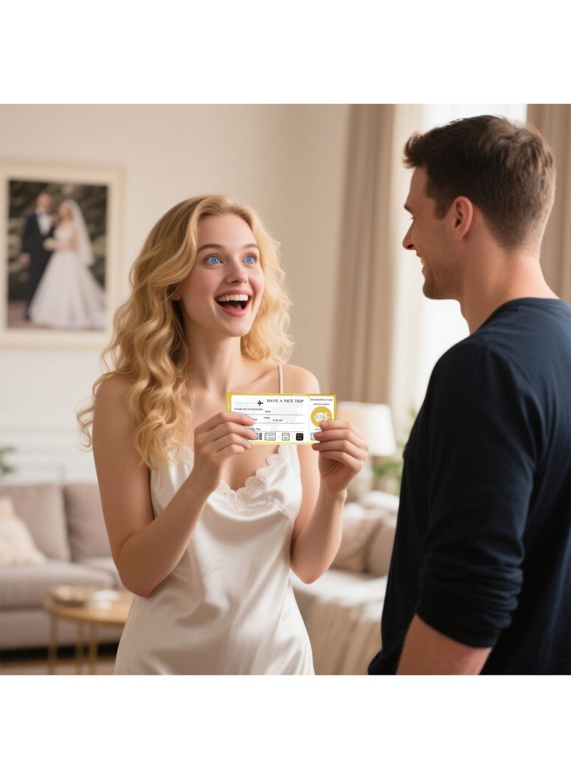 SYOSI Golden Ticket Scratch Off with Envelopes and Seal, Golden Scratch Off Cards for Air Ticket Gift, Gold Surprise Gifts Tickets for Valentine's Day Birthday Girlfriends Vacation Couple Dating （1 PC） - Image 4