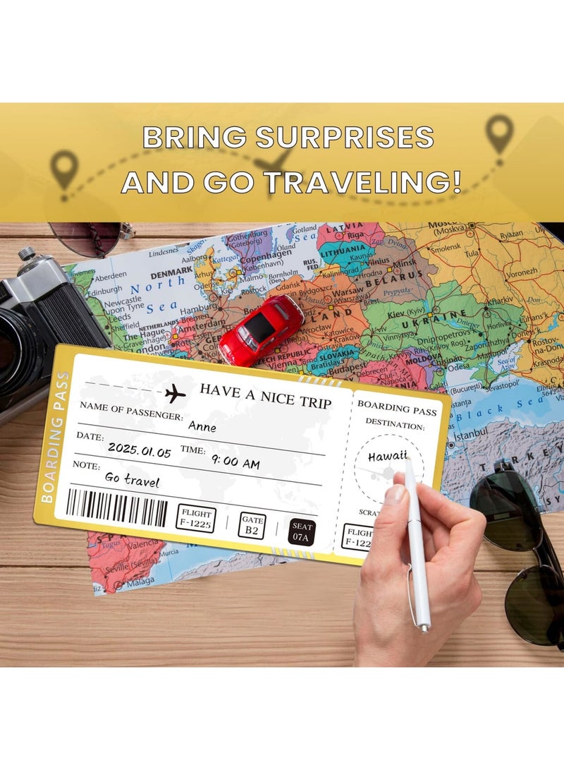 SYOSI Golden Ticket Scratch Off with Envelopes and Seal, Golden Scratch Off Cards for Air Ticket Gift, Gold Surprise Gifts Tickets for Valentine's Day Birthday Girlfriends Vacation Couple Dating （1 PC） - Image 3