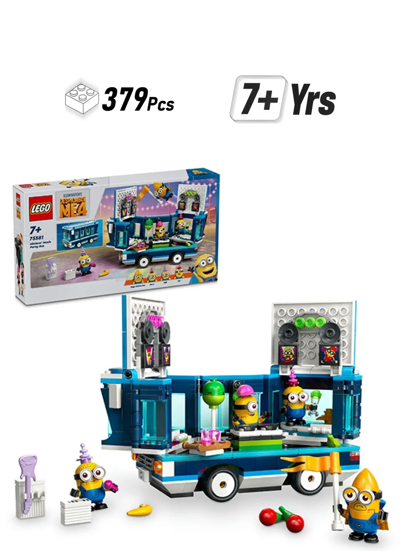 LEGO 75581 Despicable Me 4 Minions’ Music Party Bus, Creative Building Toy for Kids, Fun Illumination’s Despicable Me 4 Playset, Gift for Boys and Girls Aged 7 and Over
