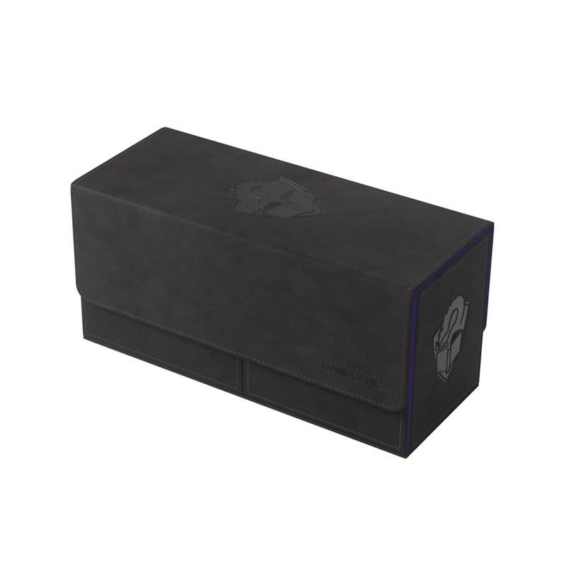 Gamegenic The Academic 133+ XL Premium Deck Box - Double-Sleeved Card Storage, Card Game Protector, Holds Up to 122 Cards Plus Game Accessories, Black/Purple Color - Image 1