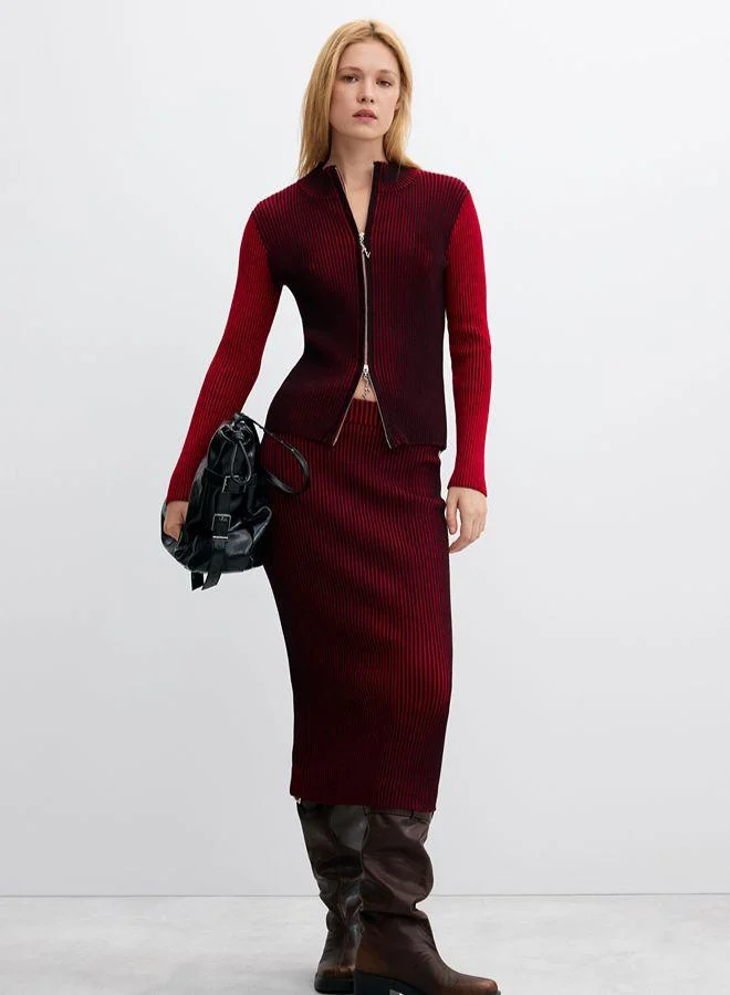 Desigual Red Iridescent knit zip jacket for Women | Best Price UAE