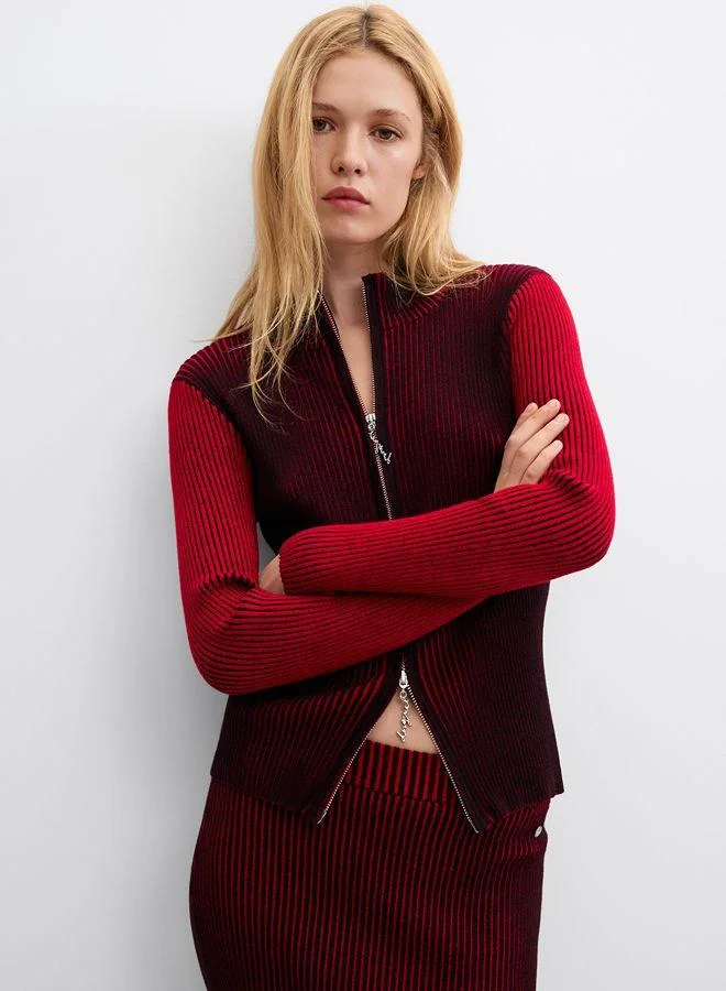 Desigual Red Iridescent knit zip jacket for Women | Best Price UAE