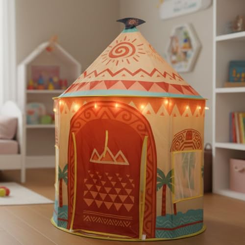 Amplov Tropical Adventure Princess Play Tent for Kids 53x41 IslandThemed PopUp Playhouse with LED Lights Carry Bag Indoor Outdoor Tent for Girls Boys Ages 39 - Image 5