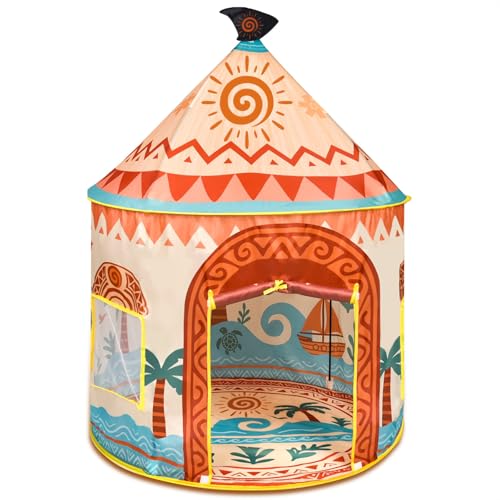 Amplov Tropical Adventure Princess Play Tent for Kids 53x41 IslandThemed PopUp Playhouse with LED Lights Carry Bag Indoor Outdoor Tent for Girls Boys Ages 39 - Image 1