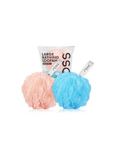 ROSS Ross Large Bath Loofah Sponge Scrubber Exfoliator For High Lather Cleansing (Peach And Blue)  - Image 1