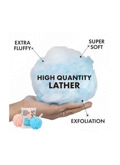 ROSS Ross Large Bath Loofah Sponge Scrubber Exfoliator For High Lather Cleansing (Peach And Blue)  - Image 4