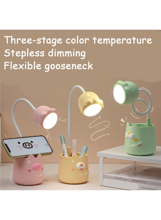 Generic LED Desk Lamp,3 Colors Dimming Brightness Touch Control USB Table Lamps,Eye-Caring Study Desk Lamp with Pen Holder and Phone Stand, Rechargeable Desk Light Gooseneck Lamp for Bedrooms Dorm Home Office（Green）  - Image 3