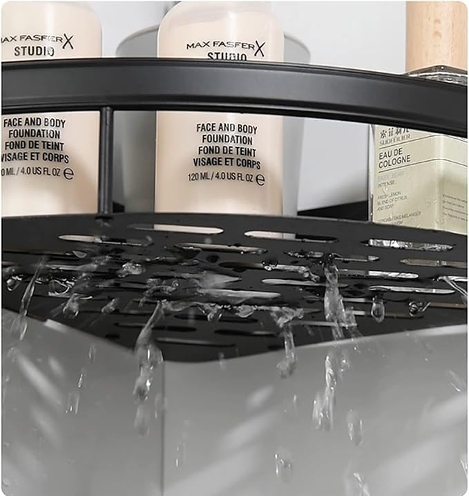 Self-Adhesive Aluminium Bathroom Corner Shelf Rack Bathroom Corner Organizer Stand Bathroom Organisers Storage Racks Bathroom Shelf/Shelves Corner (Set of 2) - Image 3