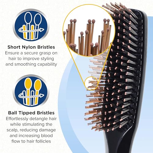 Giorgio Gentle Mini Hair Brush for Men - Dual Length Bristles for Fine and Thick Hair, Scalp Massager, Detangler, and Travel Brush - Image 3