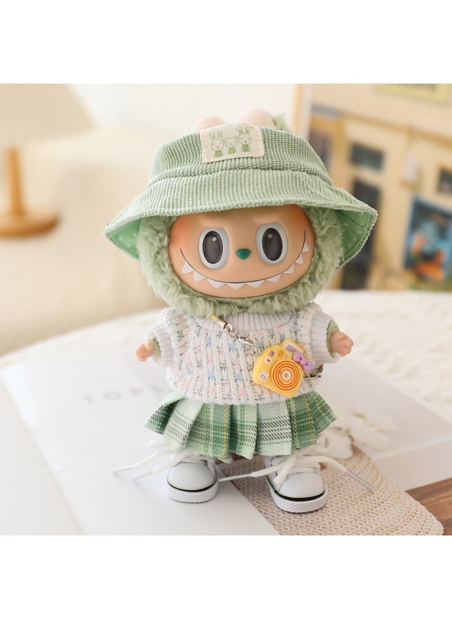 The Second Generation Of Labubu Blind Box Pendant Clothes Sit Party Pull Cloth Doll Clothes For JK Pleated Skirt Suit-Specifications:Suitable For First-generation And Second-generation Pendants (doll Not Included)-Color:Pink Casual Hat (clothes Only)  - Image 4