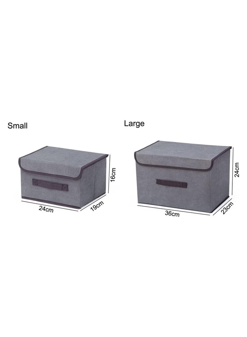 BLOOMING TIME Pack Of 2 Foldable Storage Box With Lid for Clothes, Office, Bedroom, Toys, Living Room (Grey) - Image 3