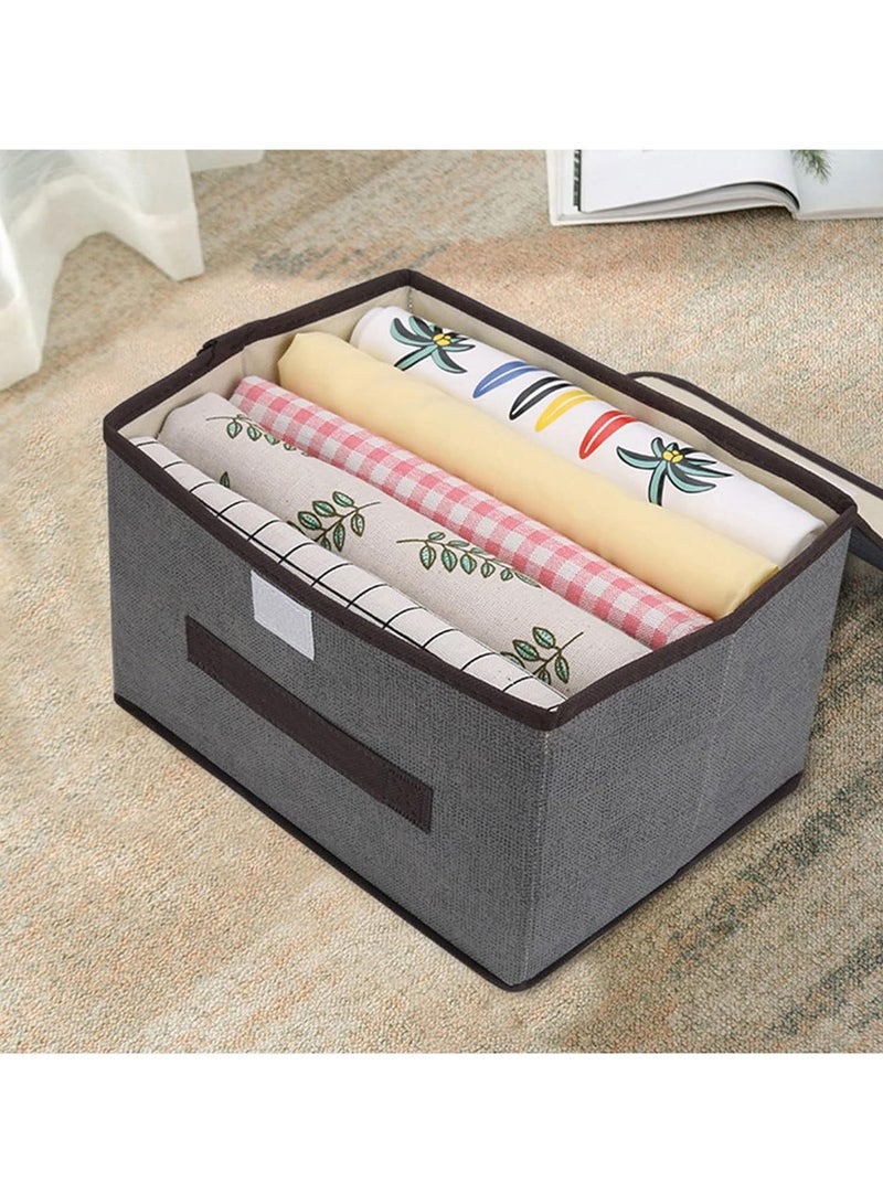 BLOOMING TIME Pack Of 2 Foldable Storage Box With Lid for Clothes, Office, Bedroom, Toys, Living Room (Grey) - Image 5
