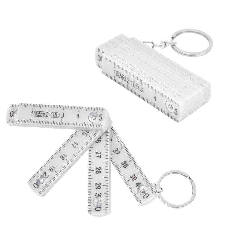 AQXREIGHT 2Pcs White ABS Folding Ruler 0.5m Portable Foldable Ruler for Carpentry Tile Laying - Image 3