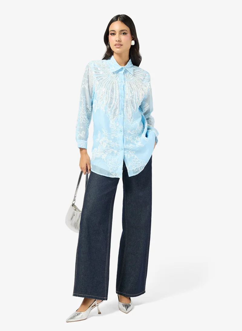 Ella  Embroidered Button Down Shirt for Women | Best Price UAE