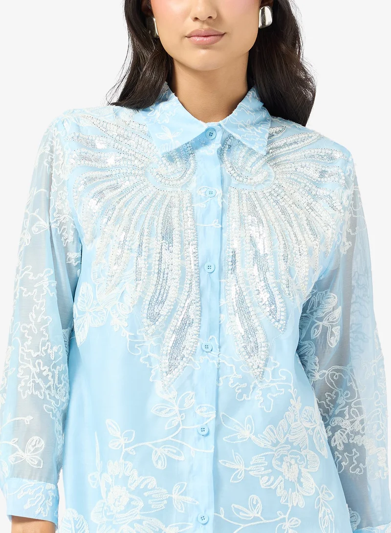 Ella  Embroidered Button Down Shirt for Women | Best Price UAE