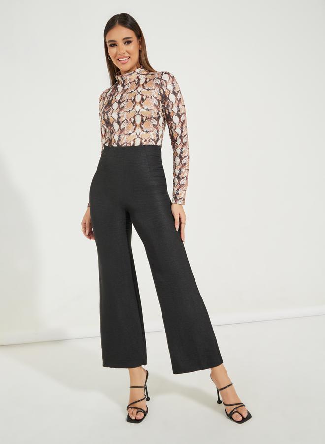 Styli Wide Leg Linen Look Ankle Length Pants - Image 1