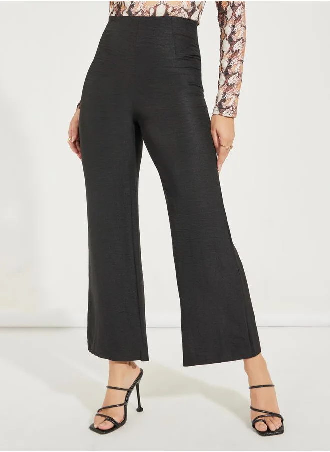 Styli Wide Leg Linen Look Ankle Length Pants