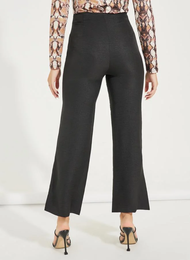 Styli Wide Leg Linen Look Ankle Length Pants