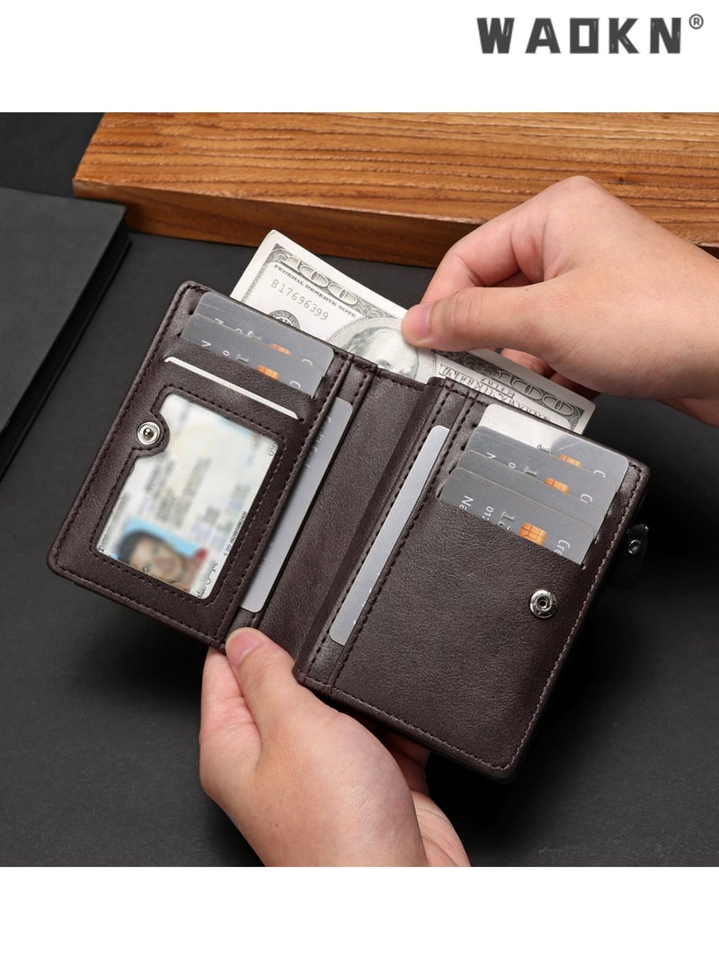 WAOKN New Vintage Style Men Wallet, 2-Fold Large Capacity Card   Wallet，Deer Head Design, Multifunctional Zipper Wallet, Multiple Card Slots, Multi-function Card Holder for Youth Students, Great Gift for Men - Image 4