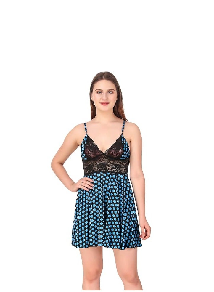 Accessorize Kingdom Women's Satin Polka Dots Night Wear (Size - Free Size)  - Image 1