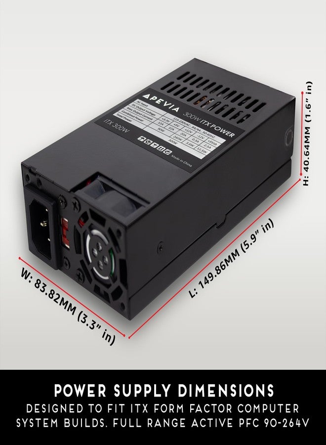 أبيفيا مصدر طاقة كمبيوتر Apevia ITX-AP300W Mini-ITX/Flex ATX / 1U 300 واط لنظام POS AIO خادم الألعاب المكتبي عامل الشكل الصغير (Flex ITX) - Image 3