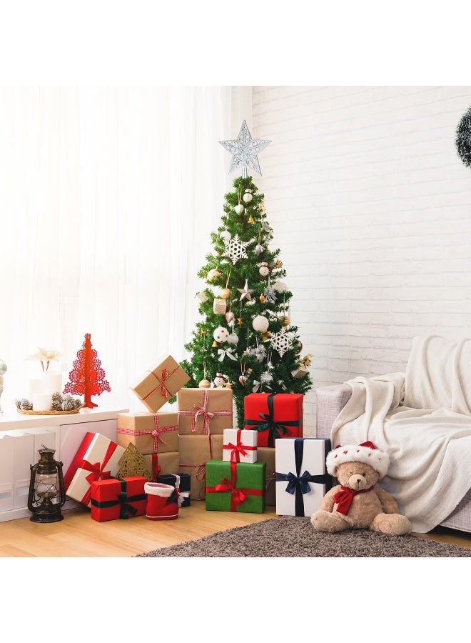 تابيت قطعة واحدة من زينة شجرة عيد الميلاد على شكل نجمة خماسية، لتزيين شجرة عيد الميلاد، ولإضفاء أجواء احتفالية مميزة (فضية) - Image 5