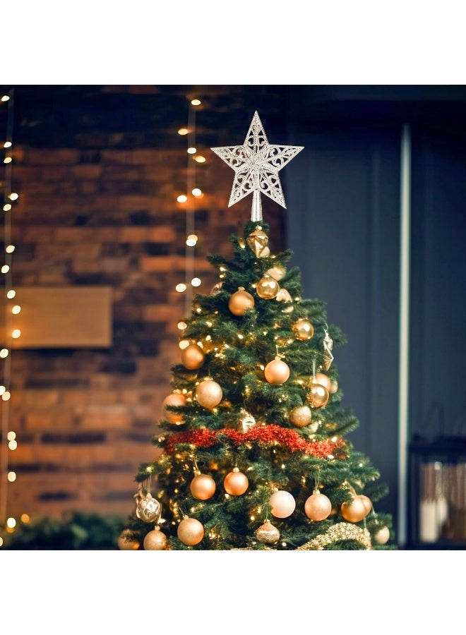 تابيت قطعة واحدة من زينة شجرة عيد الميلاد على شكل نجمة خماسية، لتزيين شجرة عيد الميلاد، ولإضفاء أجواء احتفالية مميزة (فضية) - Image 3