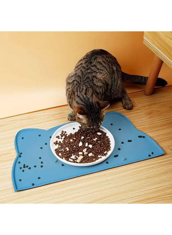 Sky Blue Pet Feeding Mat For Cats And Dogs Waterproof Anti Spill Design With Raised Edges Easy Clean - Image 3