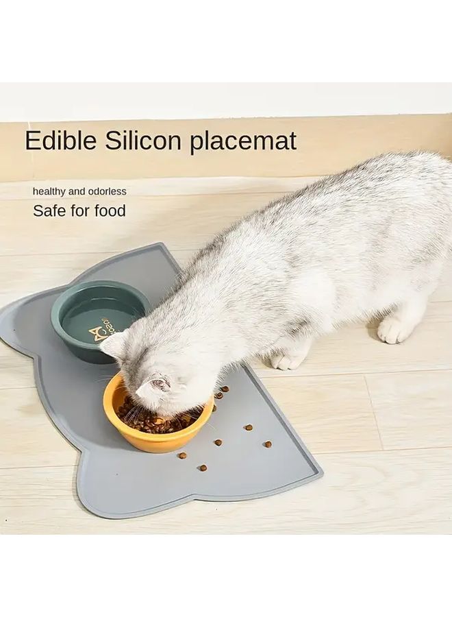 Sky Blue Pet Feeding Mat For Cats And Dogs Waterproof Anti Spill Design With Raised Edges Easy Clean - Image 1
