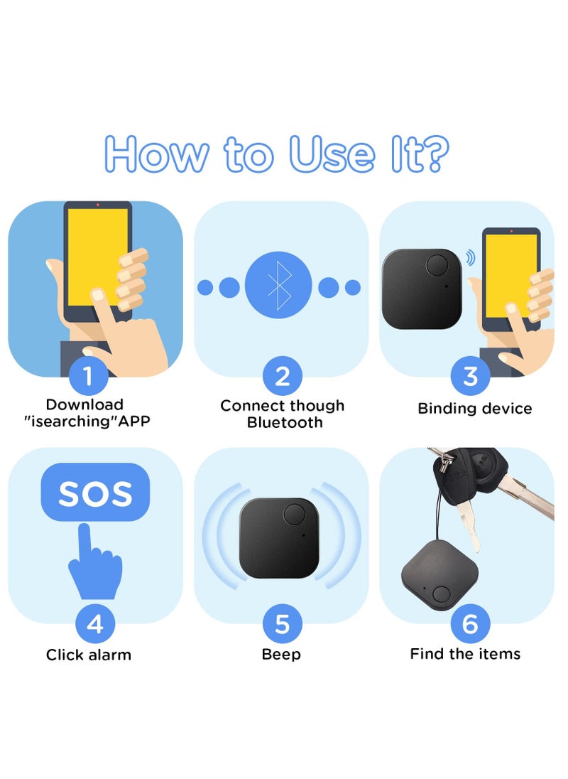 Arabest 5 Pack Key Finder Bluetooth Tracker Smart Item Locator Tracking Luggage Tracker GPS Anti Lost Bluetooth Phone Tracking Device App Control Item Finders with Ropes for Wallet Kids Dog Remote  - Image 2