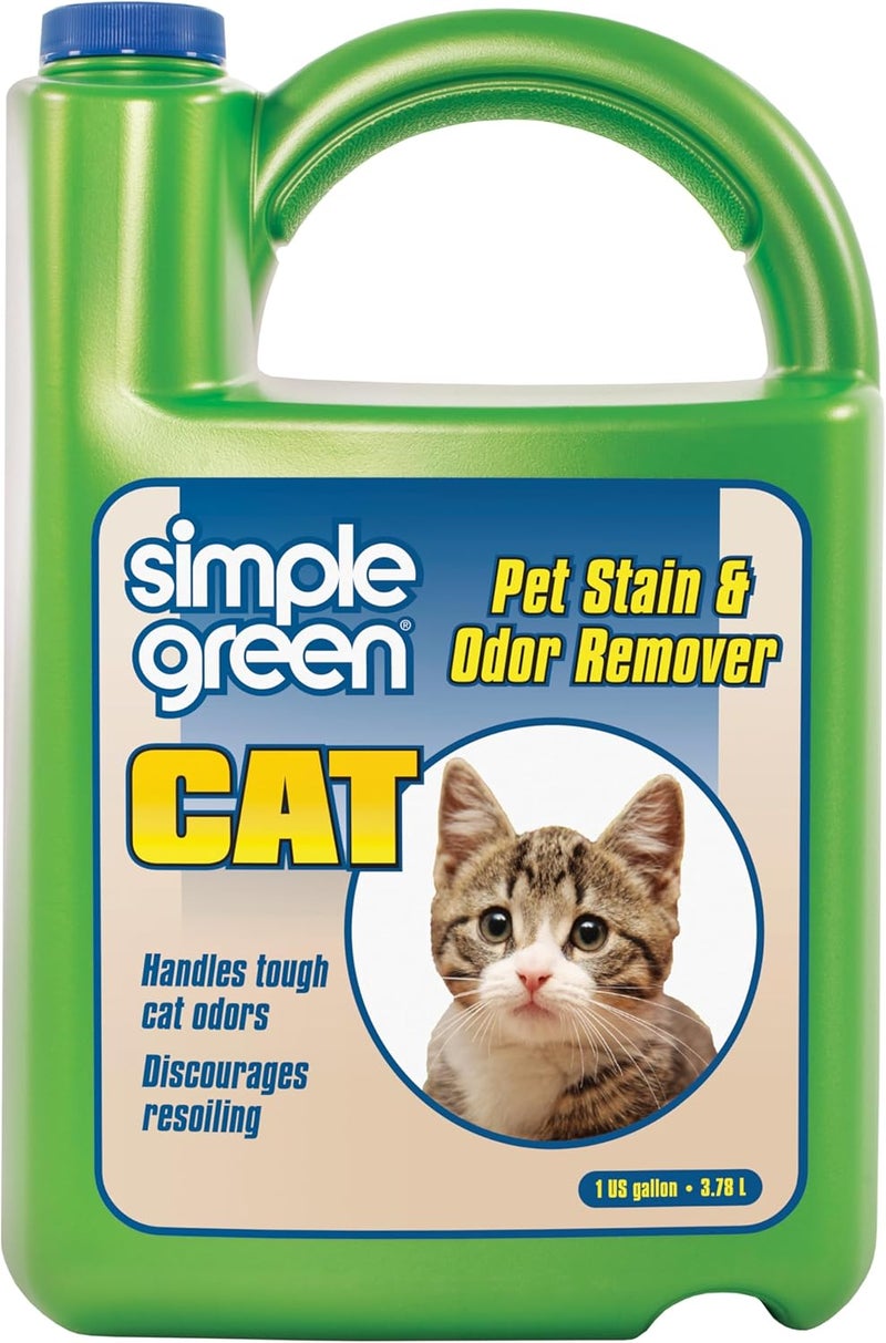 SIMPLE GREEN Cat Stain & Odor Remover - Enzyme Cleaner for Cat Urine, Feces, Blood, Vomit (1 Gallon Refill) - Image 1