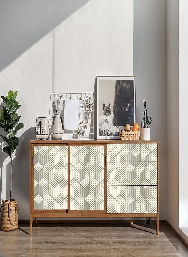 CiCiwind Peel and Stick Wallpaper Boho Wall Paper Modern White and Gold Geometric Contact Paper for Cabinets Removable Self Adhesive Bathroom Wallpaper for Bedroom Papel Tapiz para Pared 15.7"x78.7" - Image 5