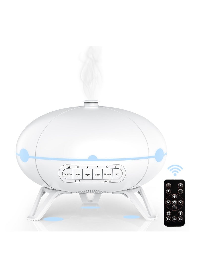 كابتن تيك 4 in 1 Multi-Purpose Humidifier with Remote Control, 350ml Aromatherapy Essential Oil Diffuser, 7-Color LED Ambient Night Light, Built-in 13 White Noise Songs, Bluetooth Player, Timer - Image 1