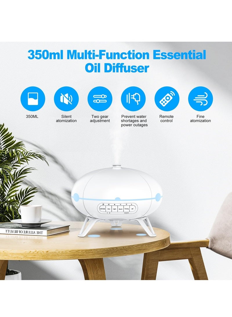 كابتن تيك 4 in 1 Multi-Purpose Humidifier with Remote Control, 350ml Aromatherapy Essential Oil Diffuser, 7-Color LED Ambient Night Light, Built-in 13 White Noise Songs, Bluetooth Player, Timer - Image 2