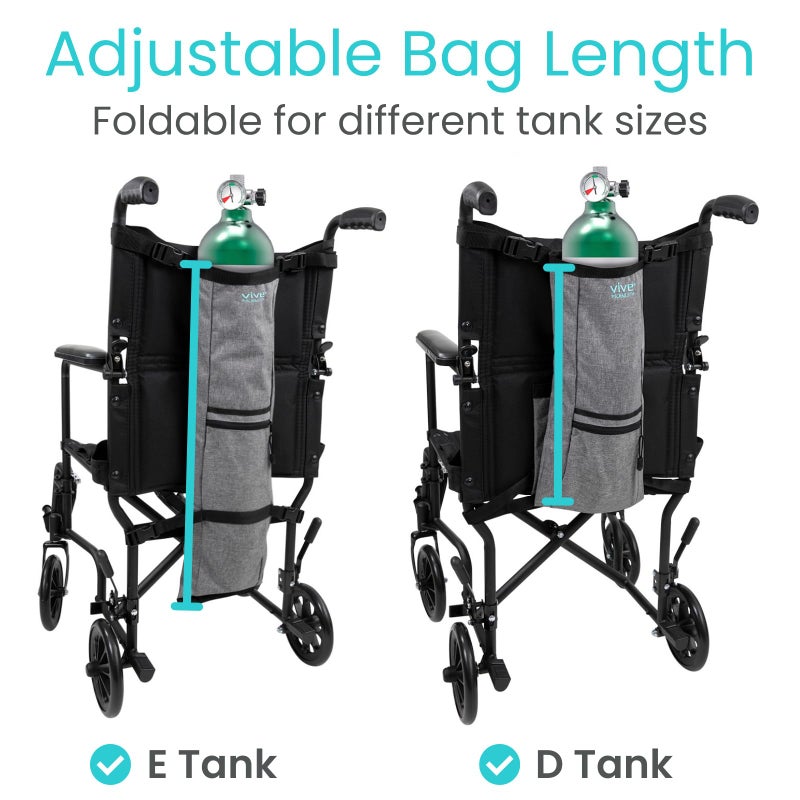 Vive Mobility Vive Oxygen Tank Holder for Wheelchair - Portable Medical Cylinder Backpack for Travel - Carrier Accessories Bag for Walker, Rollator, Scooter - Case Fits Canister Sizes M2, M4, M6, M9, C, D, E - Image 5